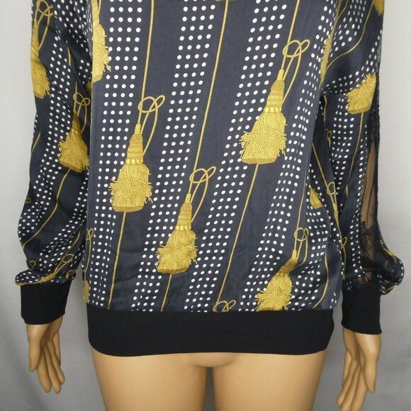 Vivienne Midow Silk Rope Lace Sleeve Blouse Vntg 4 - Picture 3 of 10